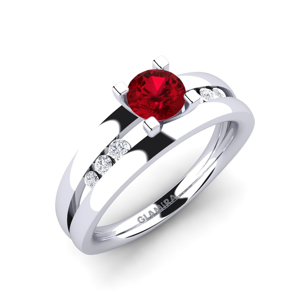 Red Zirconia Engagement Ring Bayamine