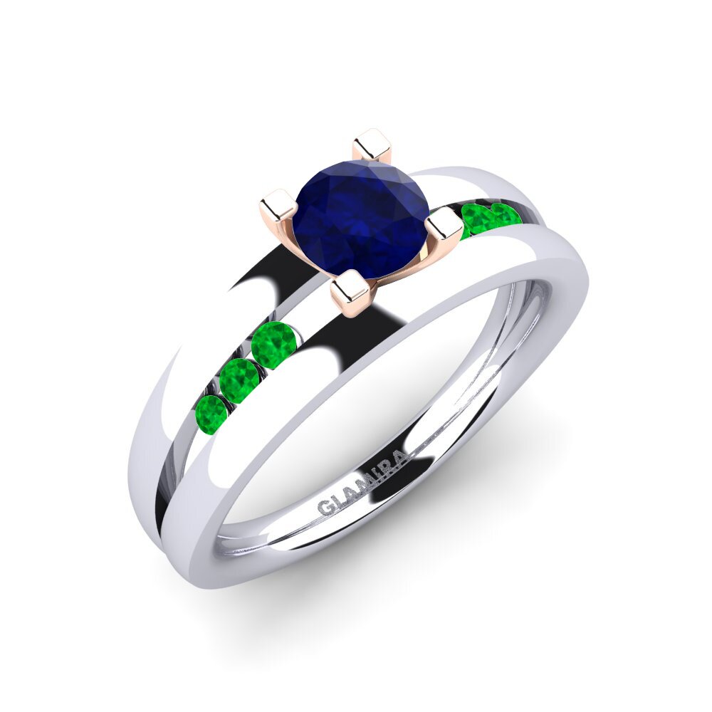 14K Wit & Rood Goud Saffier Verlovingsring Bayamine