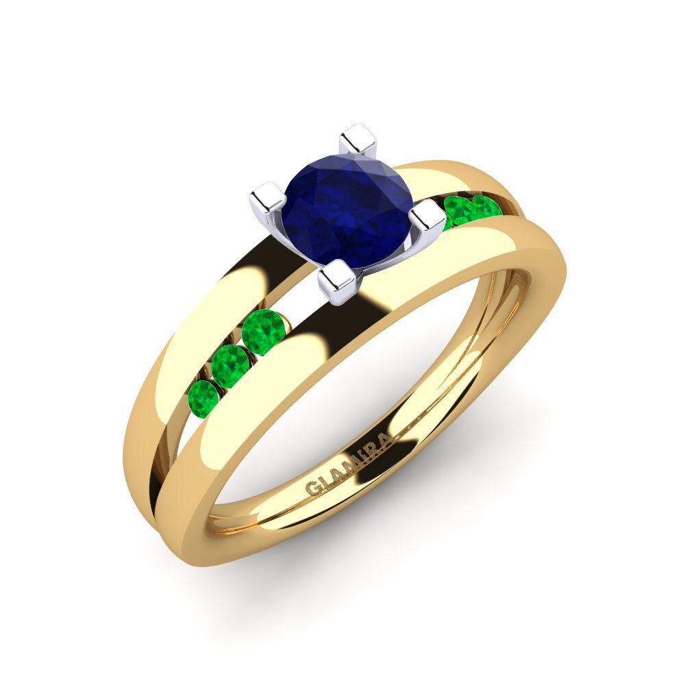 14K Geel & Wit Goud Saffier Verlovingsring Bayamine