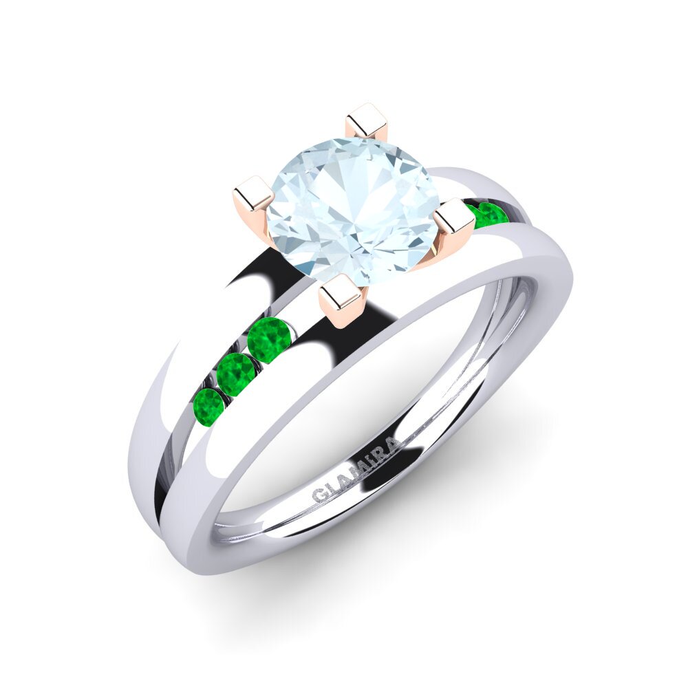 18ct White & Rose Gold Engagement Ring Bayamine 1.0 crt