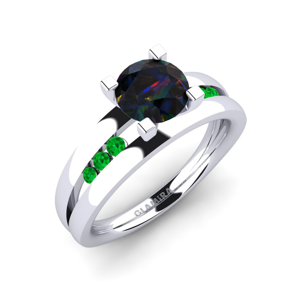 Black Opal Engagement Ring Bayamine 1.0 crt