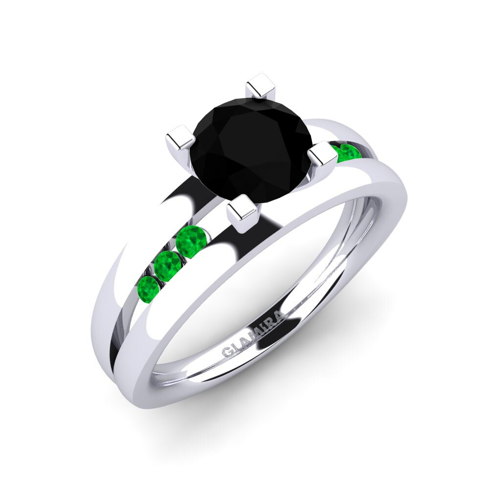 Black Sapphire Engagement Ring Bayamine 1.0 crt