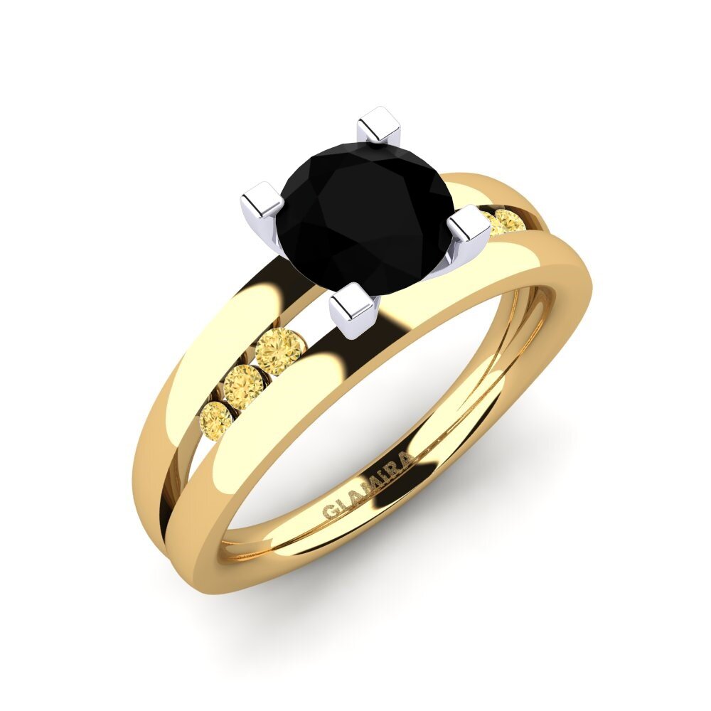 14k Oro Amarillo/Blanco Anillo de compromiso Bayamine 1.0 crt