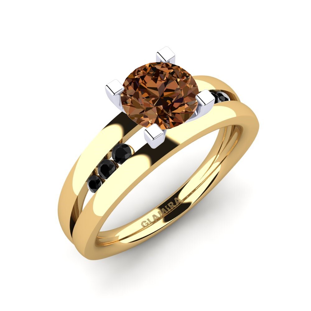 18k Oro Amarillo & Blanco Anillo de compromiso Bayamine 1.0 crt