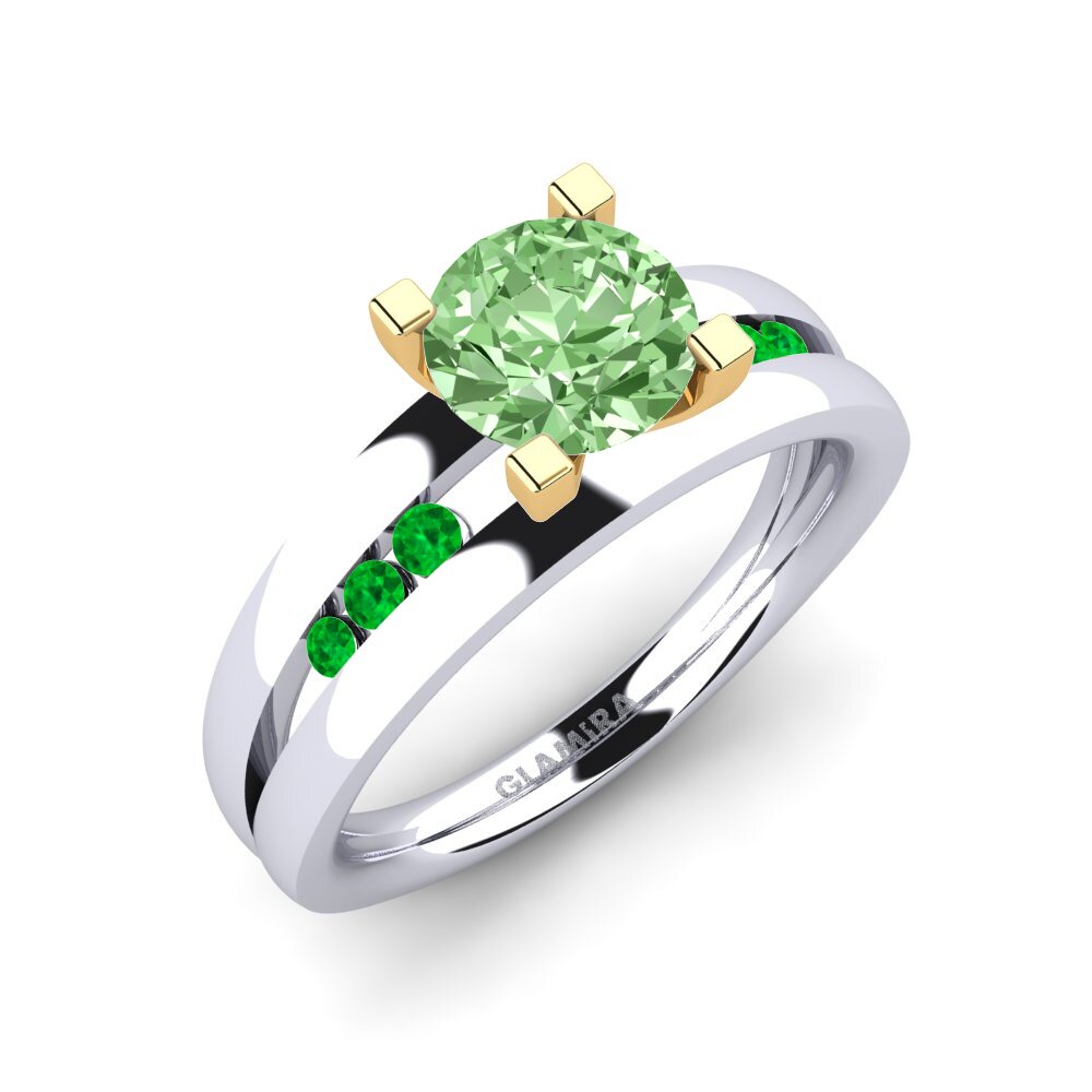 14ct White & Yellow Gold Engagement Ring Bayamine 1.0 crt