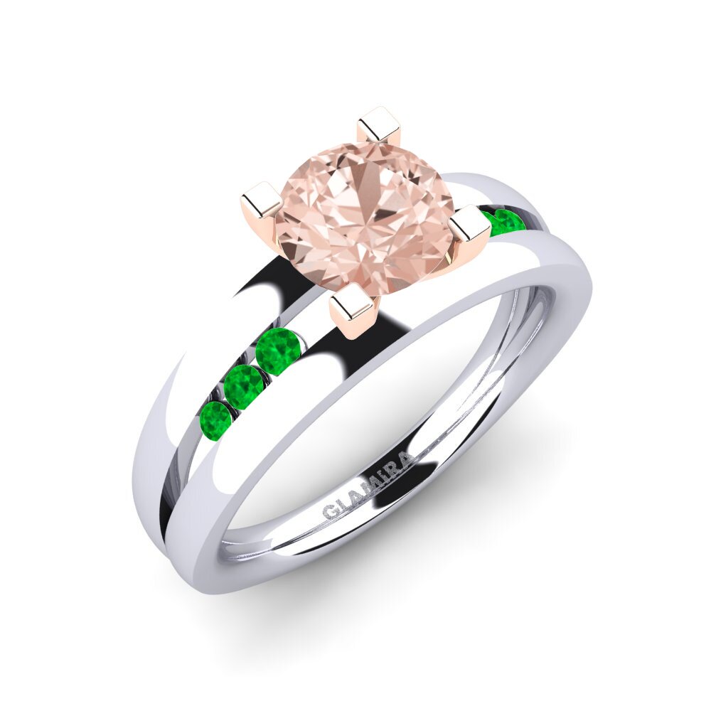 14K White & Rose Gold Engagement Ring Bayamine 1.0 crt