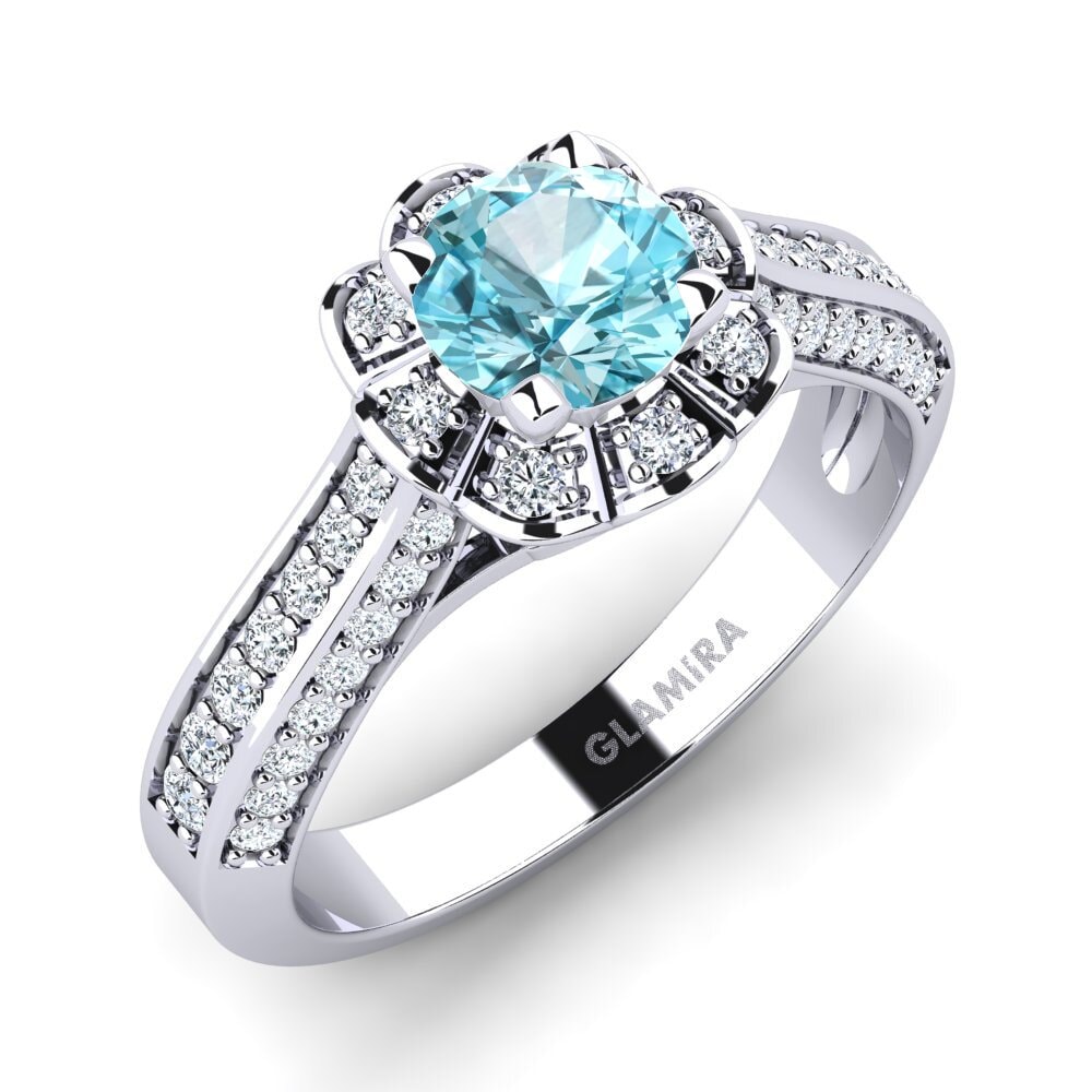 Blue Zircon Engagement Ring Bella