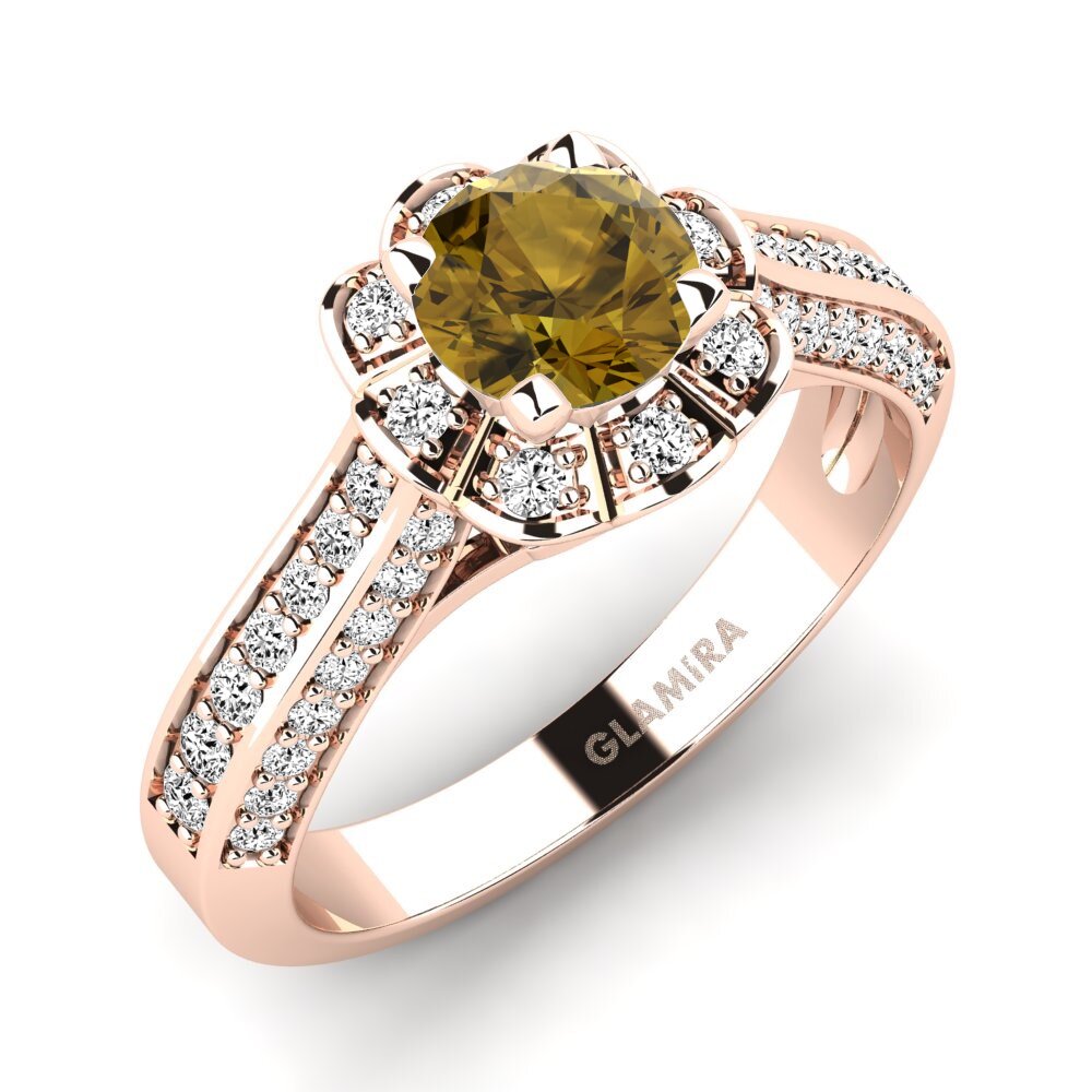 Vàng Hồng 9K Đá Zircon Nâu Nhẫn đính hôn Bella