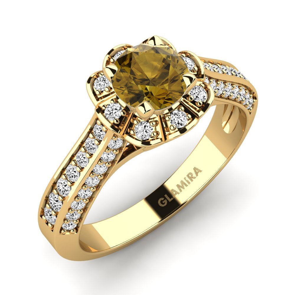Gelbgold 585 Brauner Zirkon Verlobungsring Bella