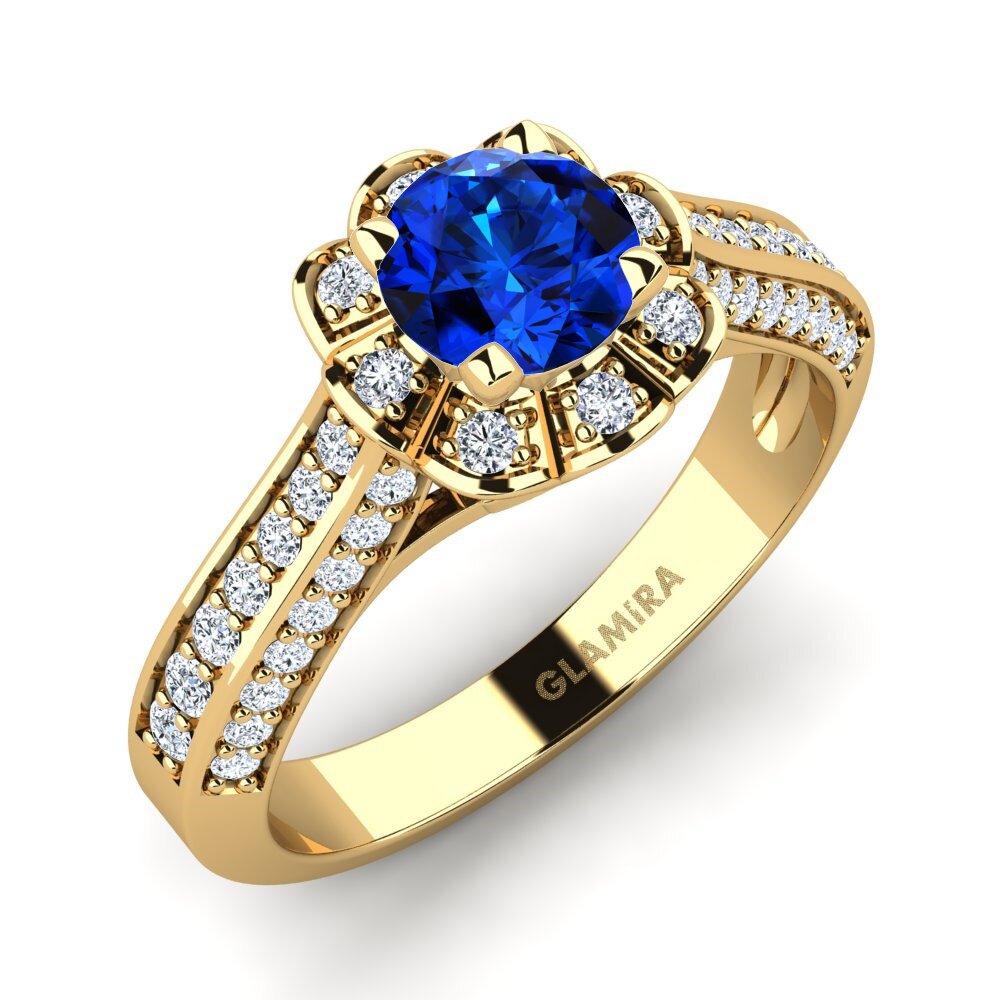 14ct Yellow Gold Sapphire (Lab Created) Engagement Ring Bella