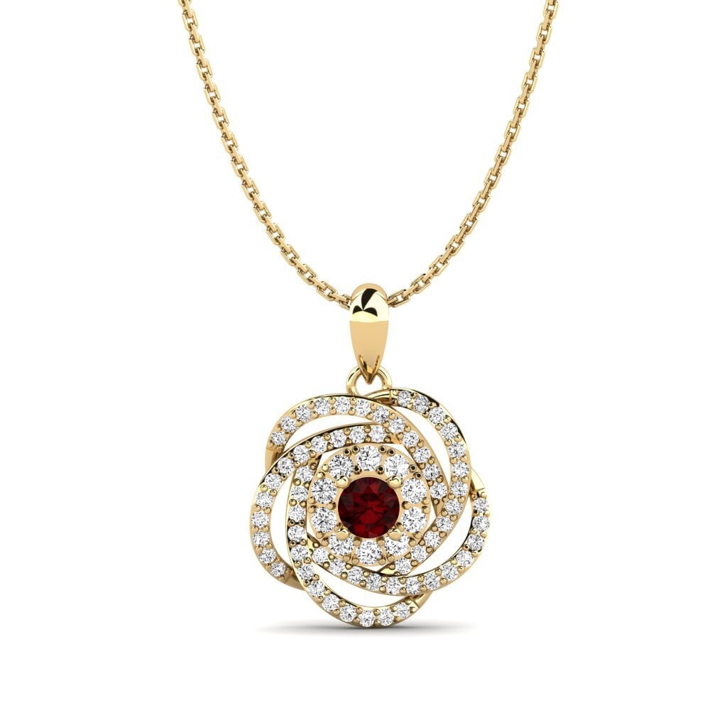 Gelbgold 375 Granat Damen halskette Bertha