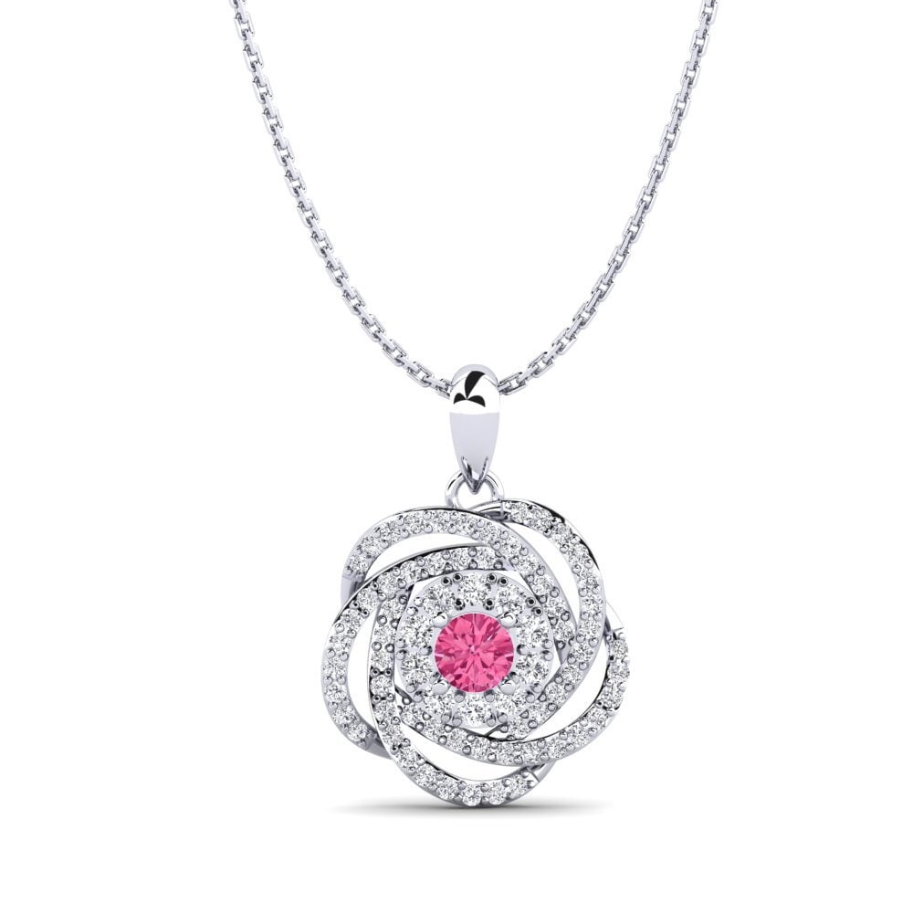 9ct White Gold Pink Tourmaline Women's Pendant Bertha