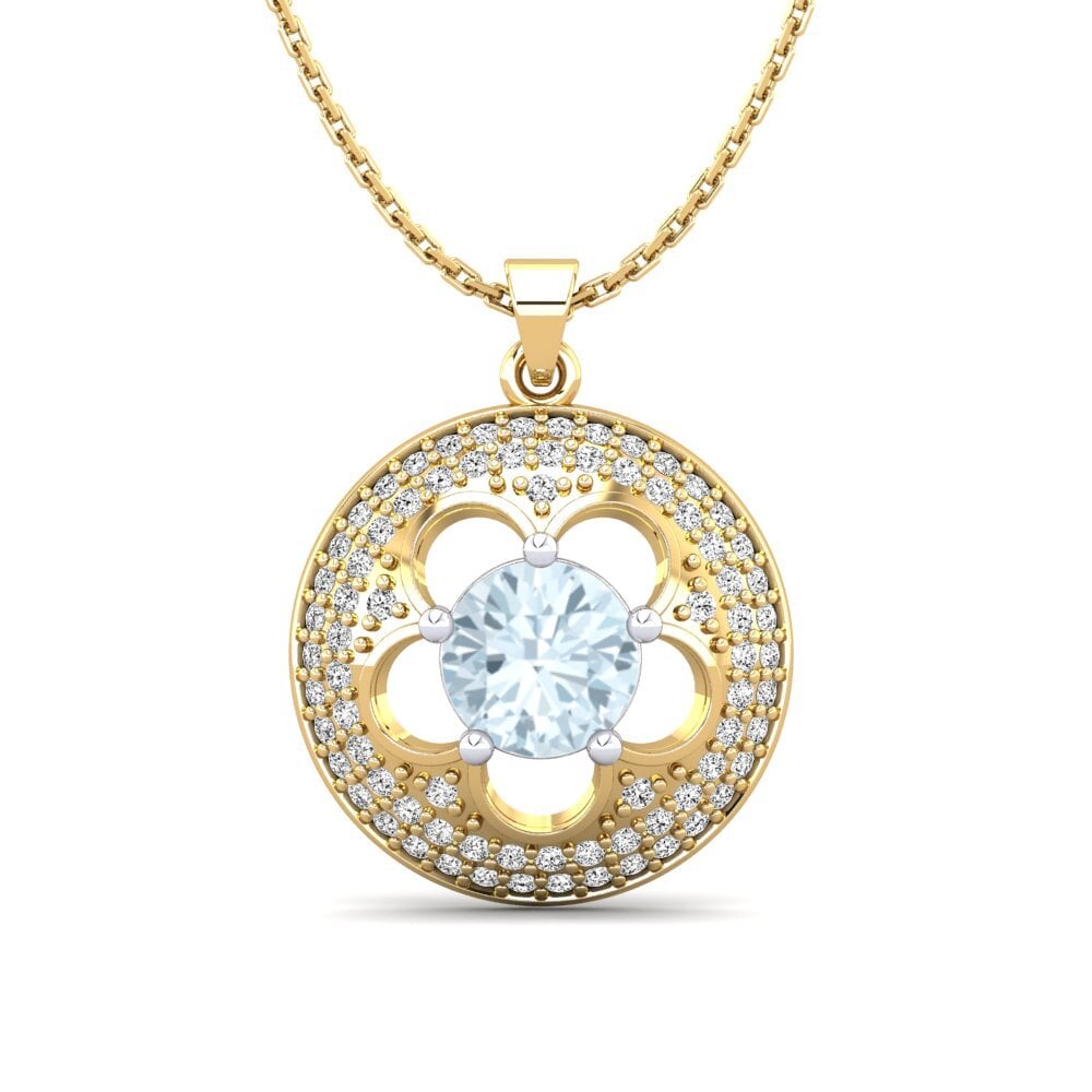 9k Oro Amarillo & Blanco Aguamarina Colgante de Mujer Bertina