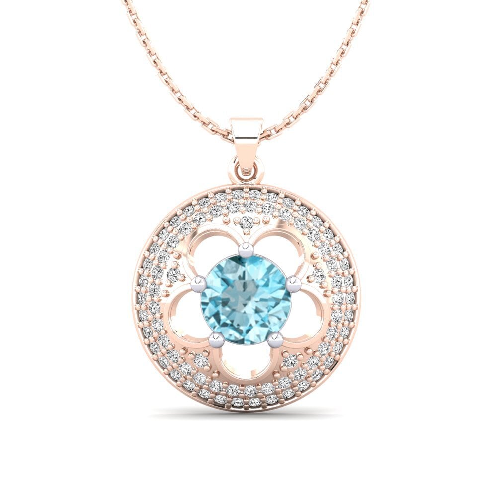 14ct Rose / White Gold Blue Zircon Women's Pendant Bertina