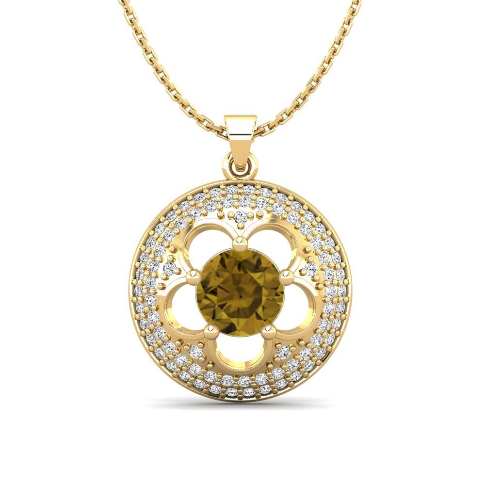14k Yellow Gold Brown Zircon Women's Pendant Bertina