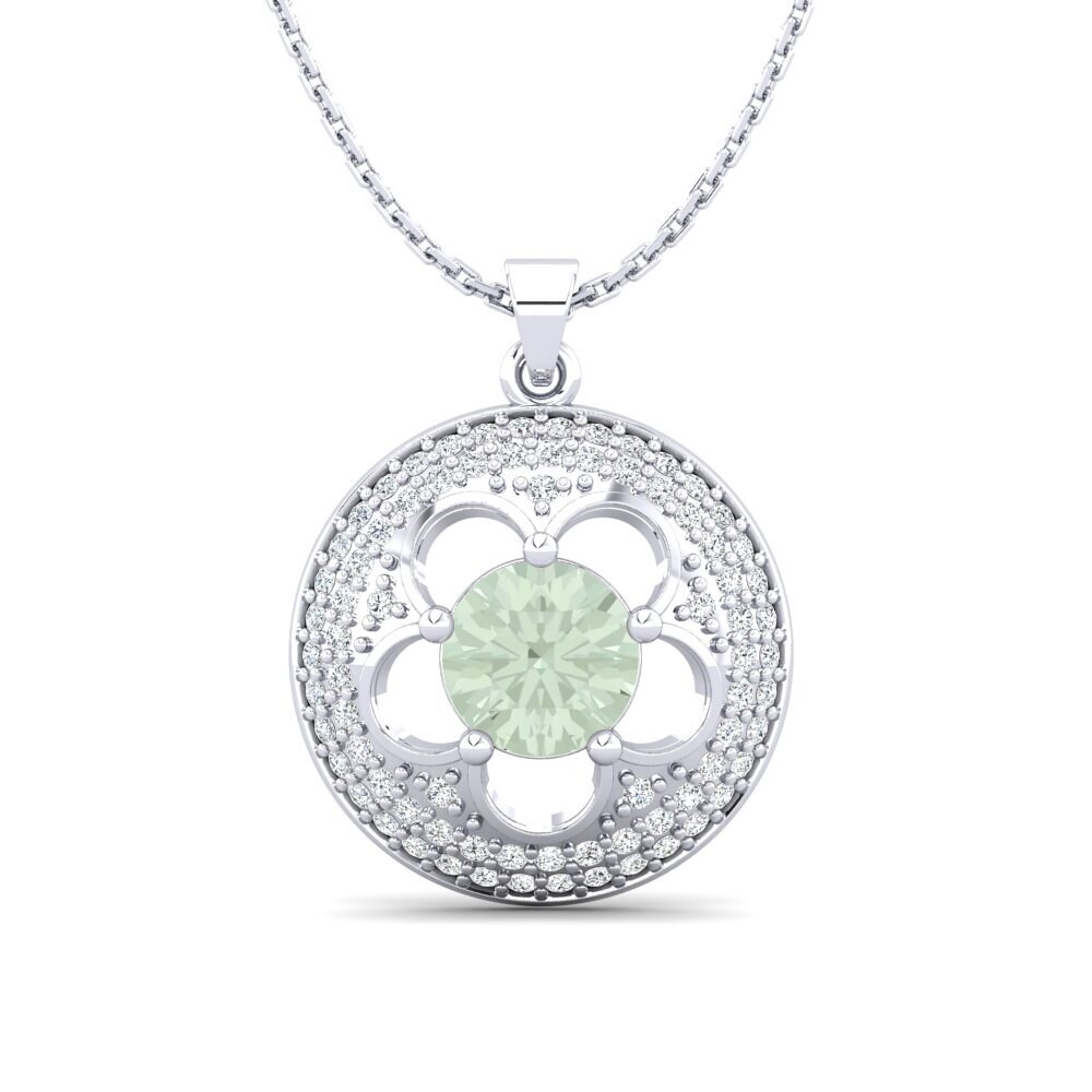 950 Palladium Green Amethyst Women's Pendant Bertina