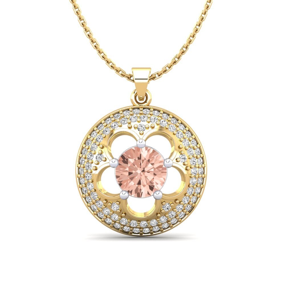 14k Oro Amarillo & Blanco Morganita Colgante de Mujer Bertina