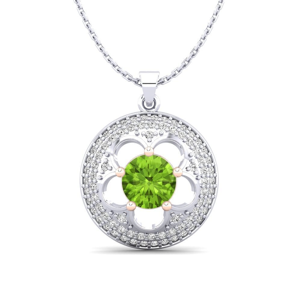 14k White & Rose Gold Peridot Women's Pendant Bertina
