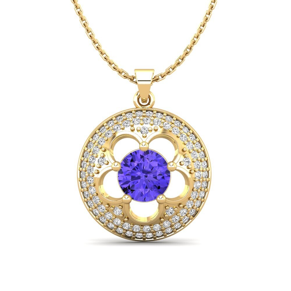 Gelbgold 585 Tansanit Damen anhänger Bertina