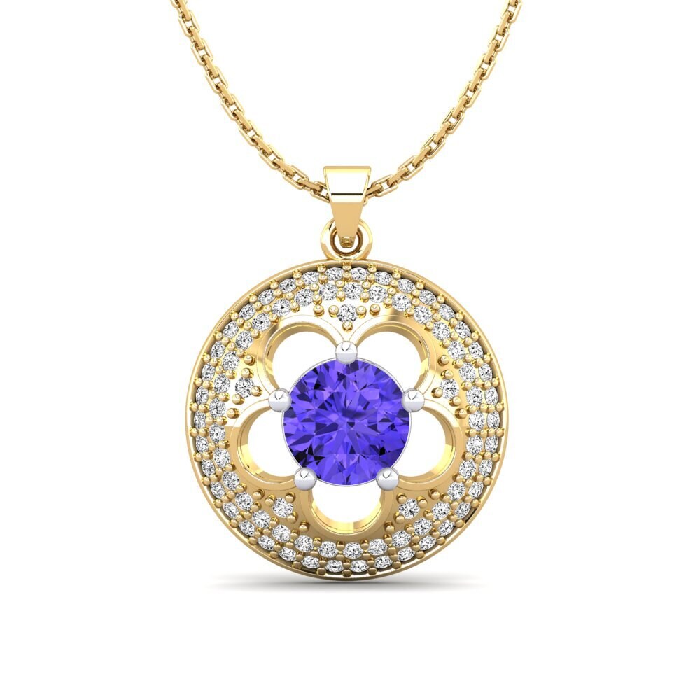 14k Oro Amarillo & Blanco Tanzanita Colgante de Mujer Bertina