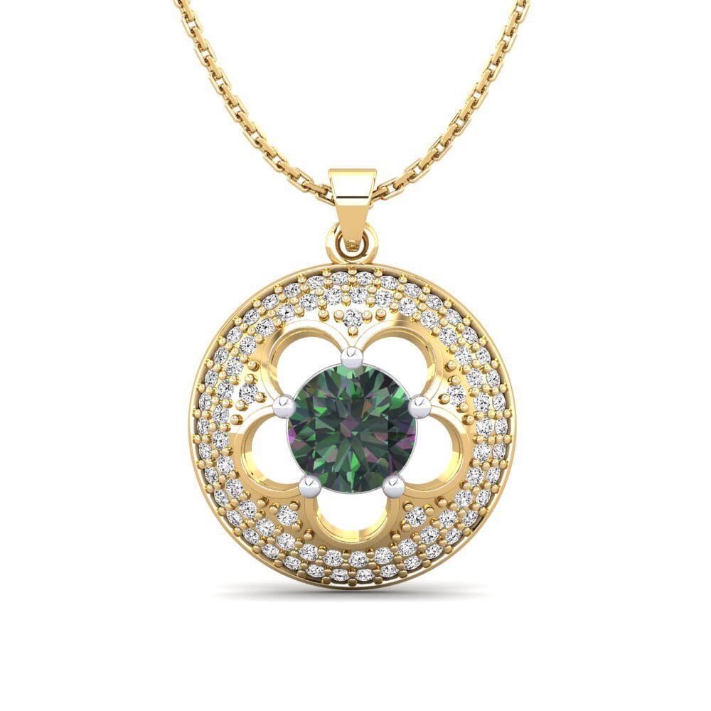 14k Oro Amarillo & Blanco Topacio Místico Colgante de Mujer Bertina