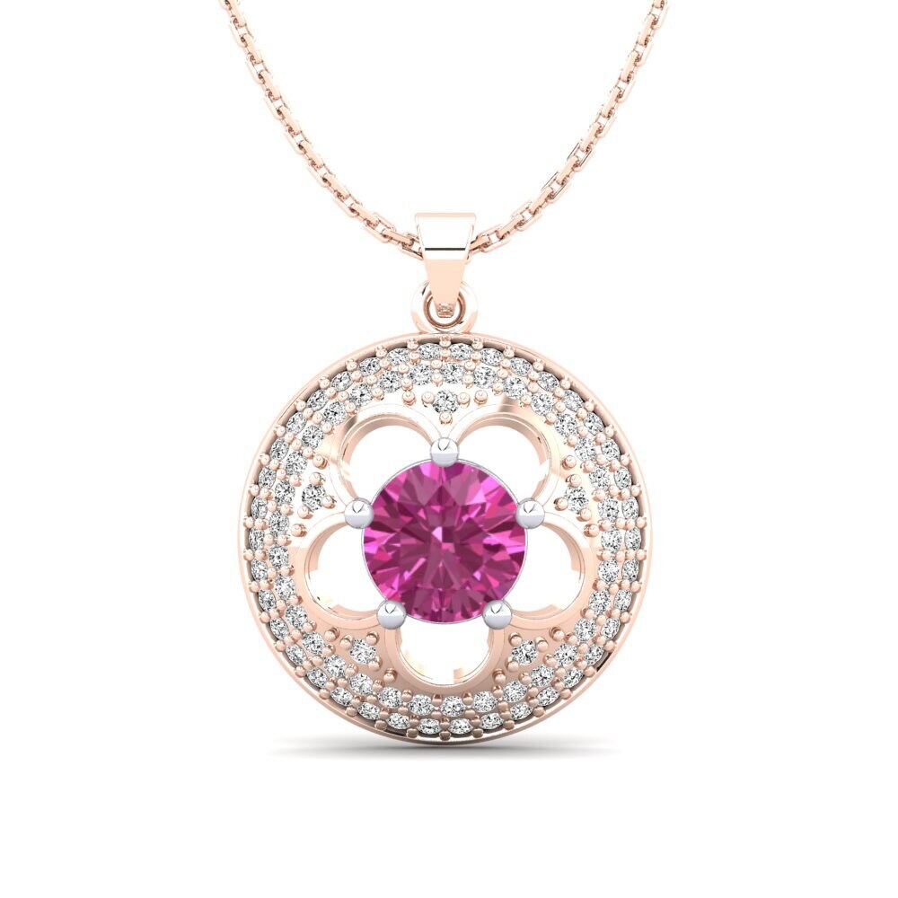 14k Oro Rosa & Blanco Topacio Rosa Colgante de Mujer Bertina