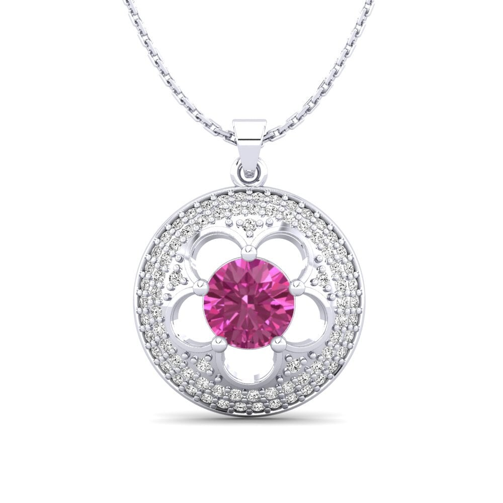 Bạc Đá Topaz Hồng Mặt dây chuyền nữ Bertina