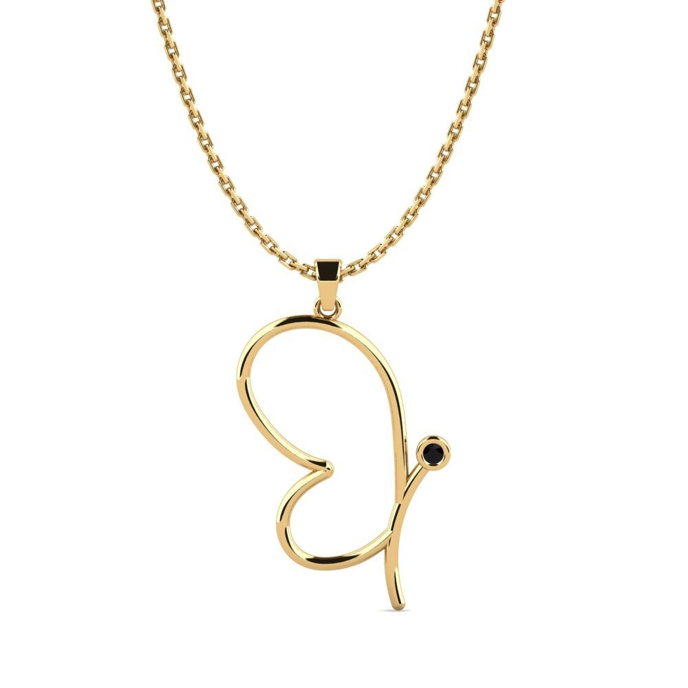 9k Oro Amarillo Zafiro negro Colgante de Mujer Besta