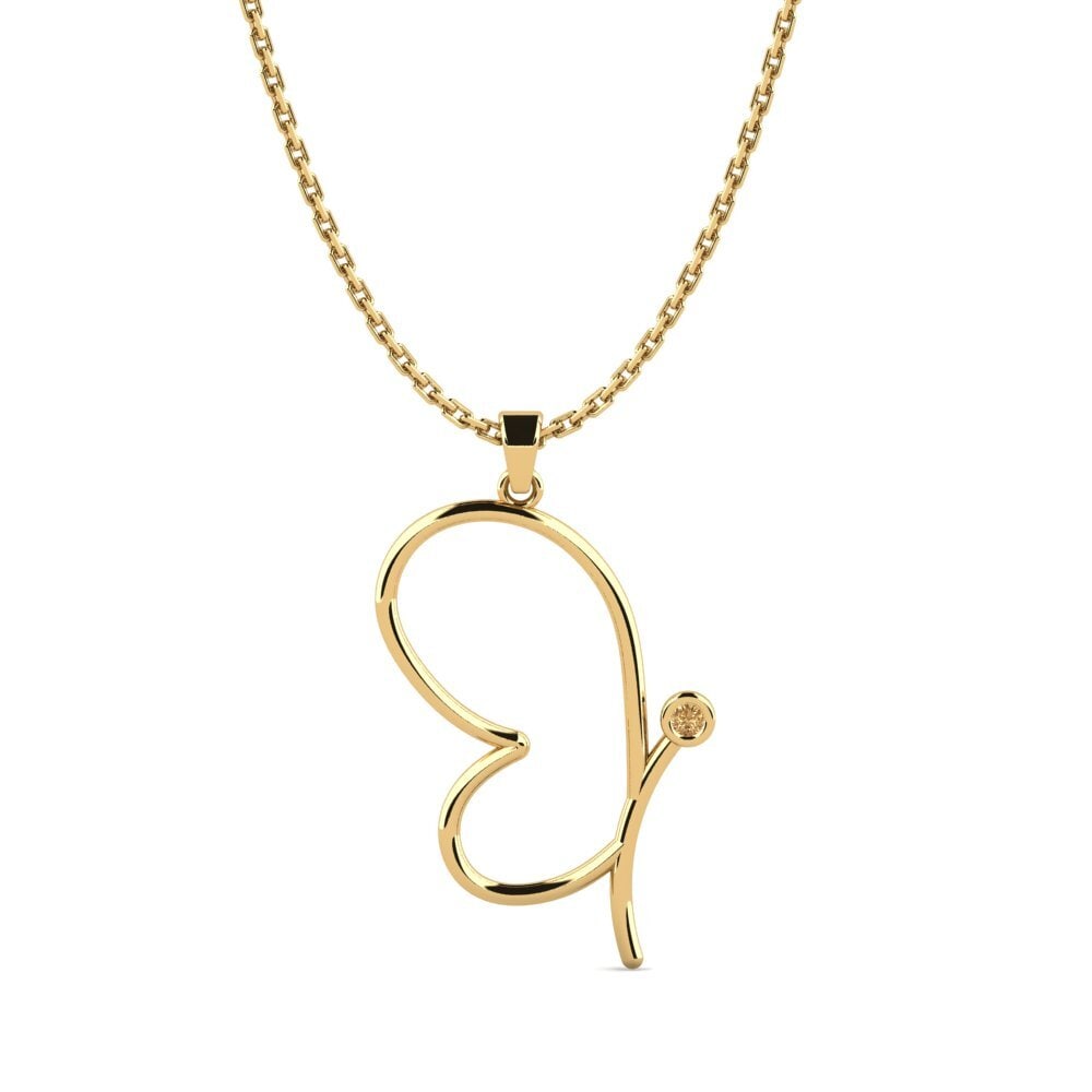 14k Oro Amarillo Diamante café Colgante de Mujer Besta