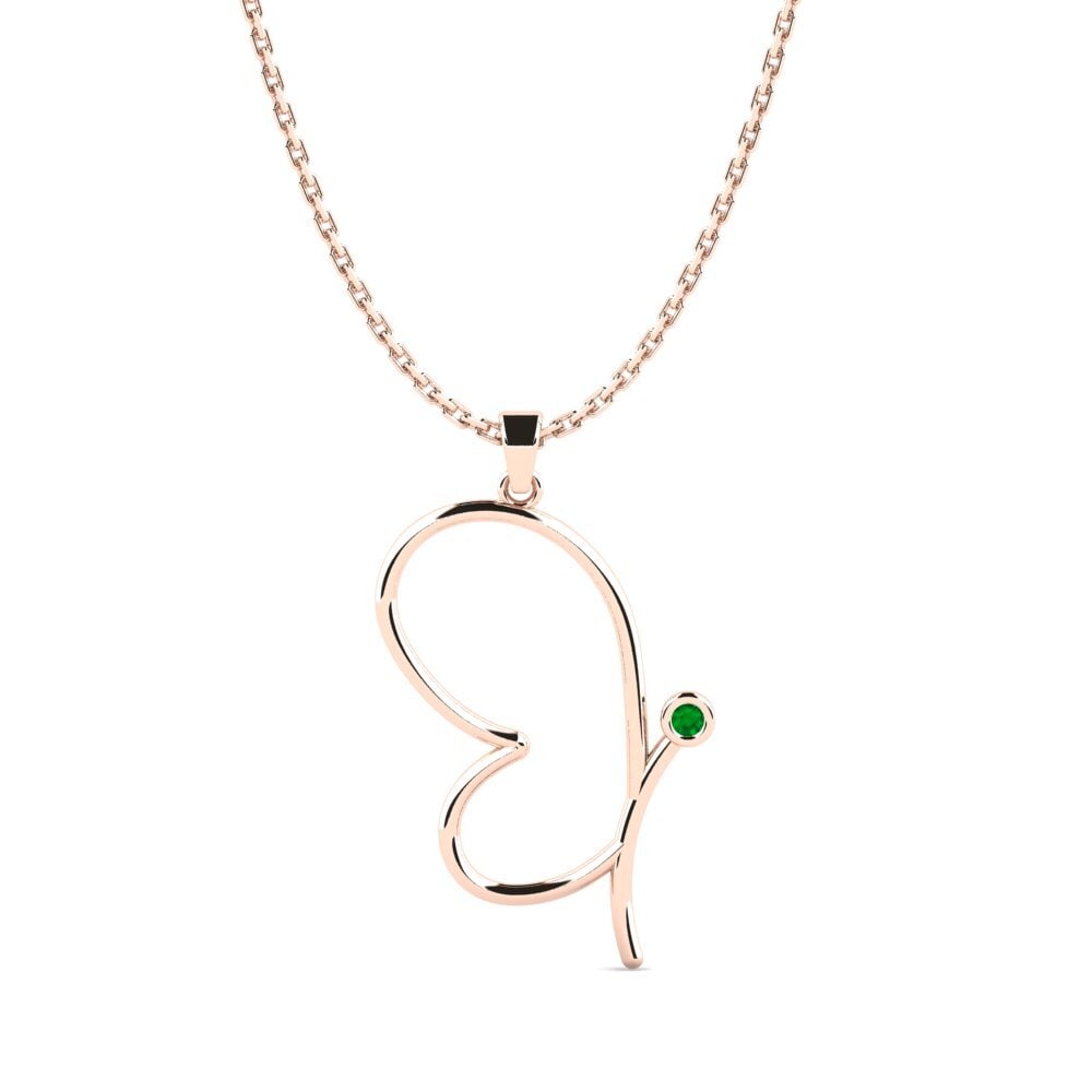 14k Oro Rosa Esmeralda Colgante de Mujer Besta