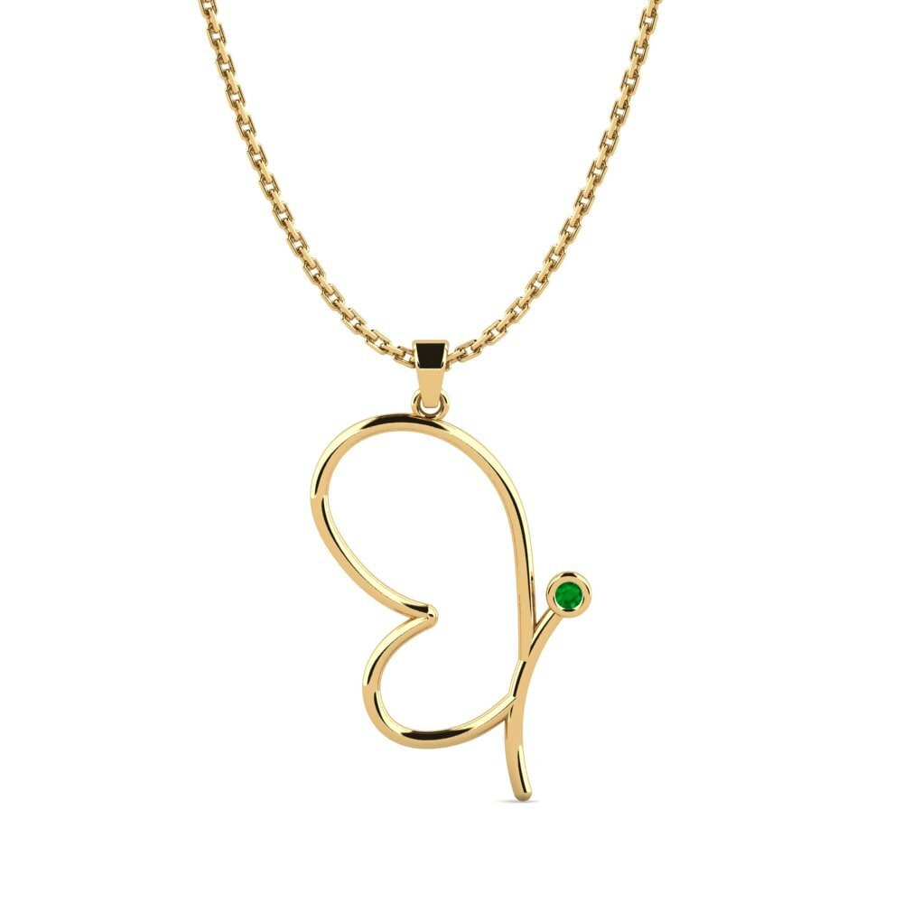 14k Oro Amarillo Esmeralda Colgante de Mujer Besta