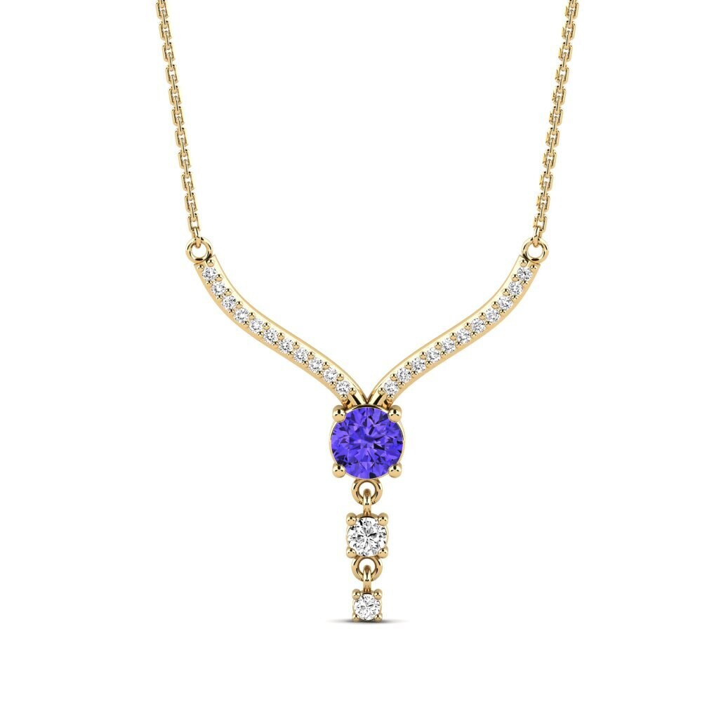 Gelbgold 585 Tansanit Damen halskette Bonfilia