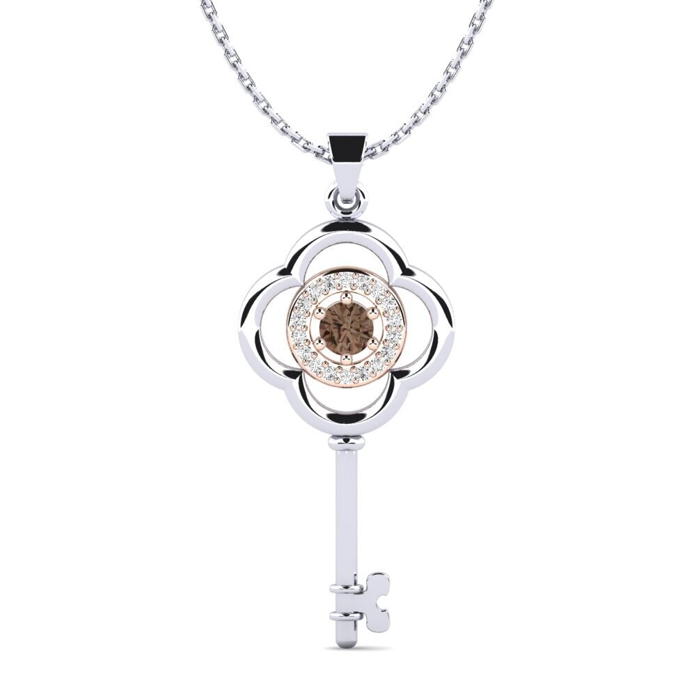 14k White & Rose Gold Smoky Quartz Women's Pendant Braylinn