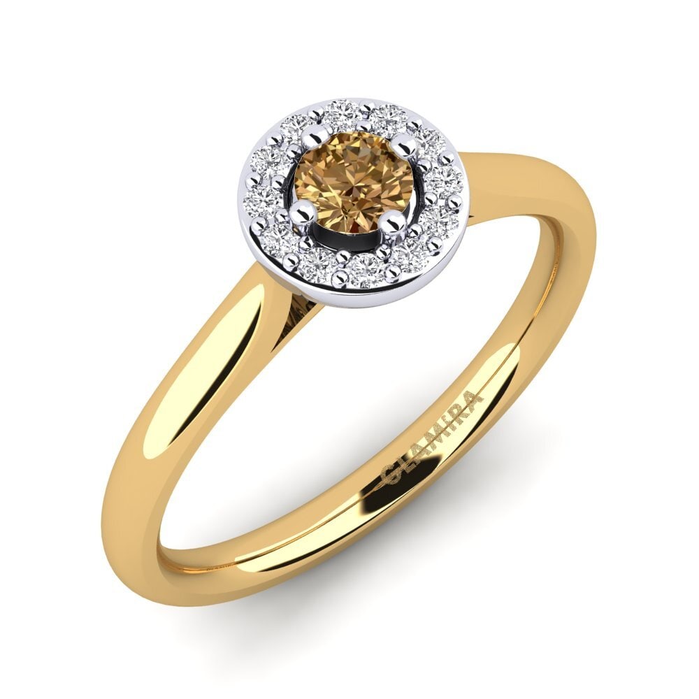 18K Geel & Wit Goud Bruine Diamant Verlovingsring Brianna