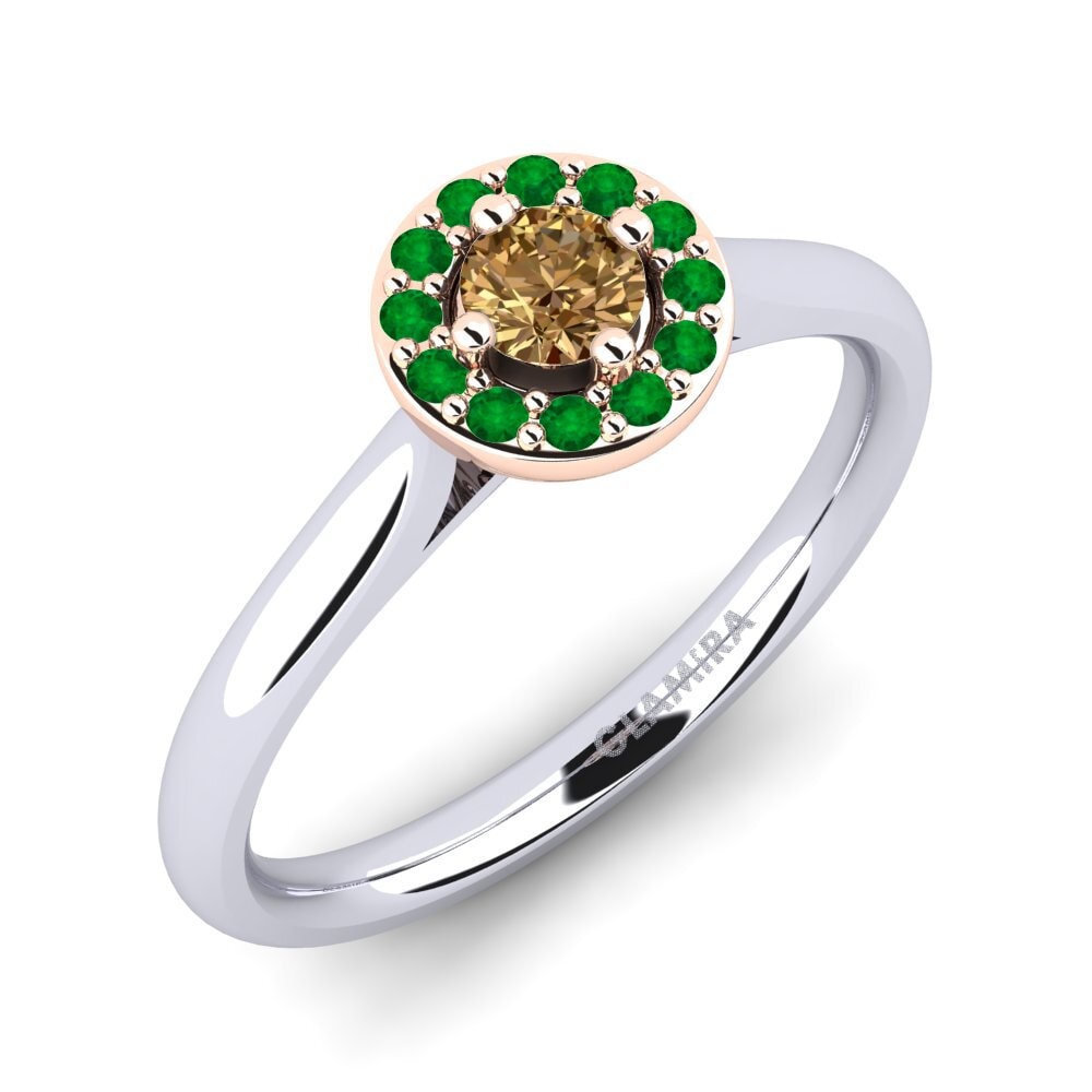 18K White & Rose Gold Brown Diamond Engagement Ring Brianna