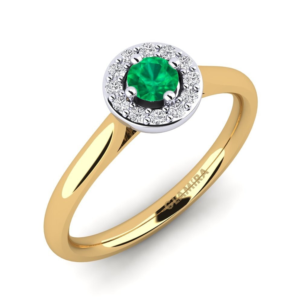 14ct Yellow / White Gold Emerald Engagement Ring Brianna