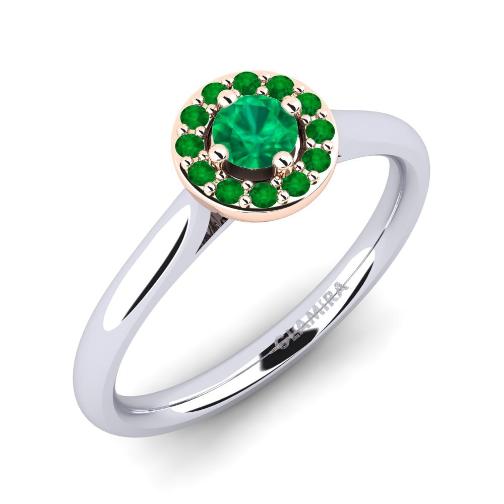 14K Wit & Rood Goud Smaragd Verlovingsring Brianna