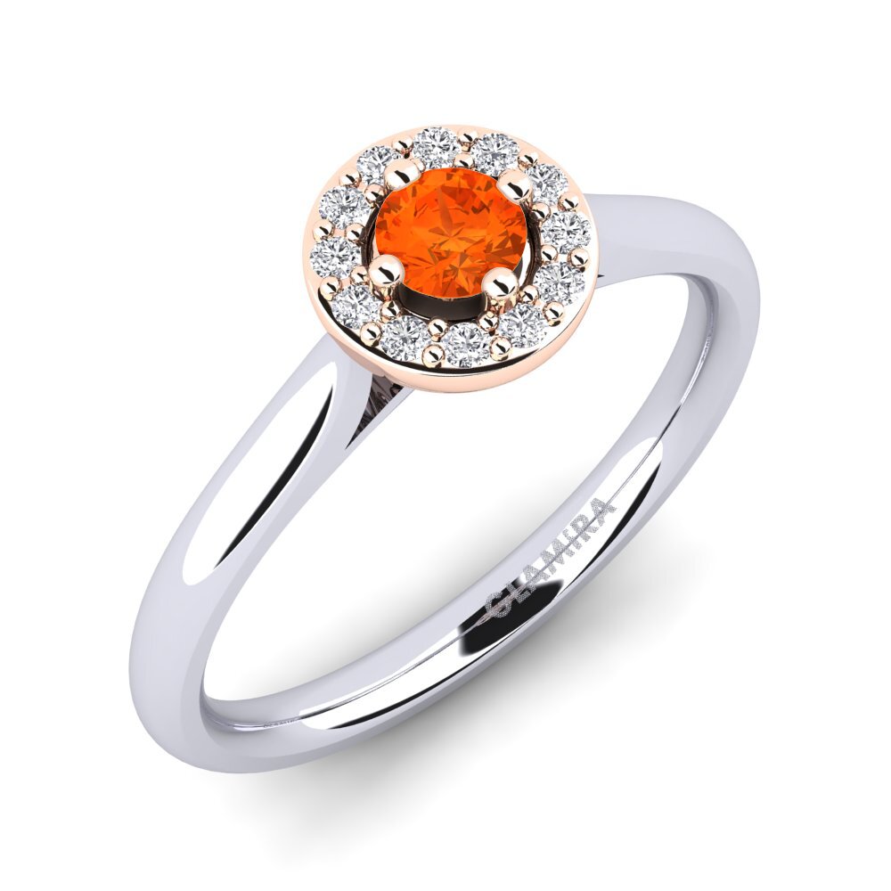 14ct White & Rose Gold Fire Opal Engagement Ring Brianna