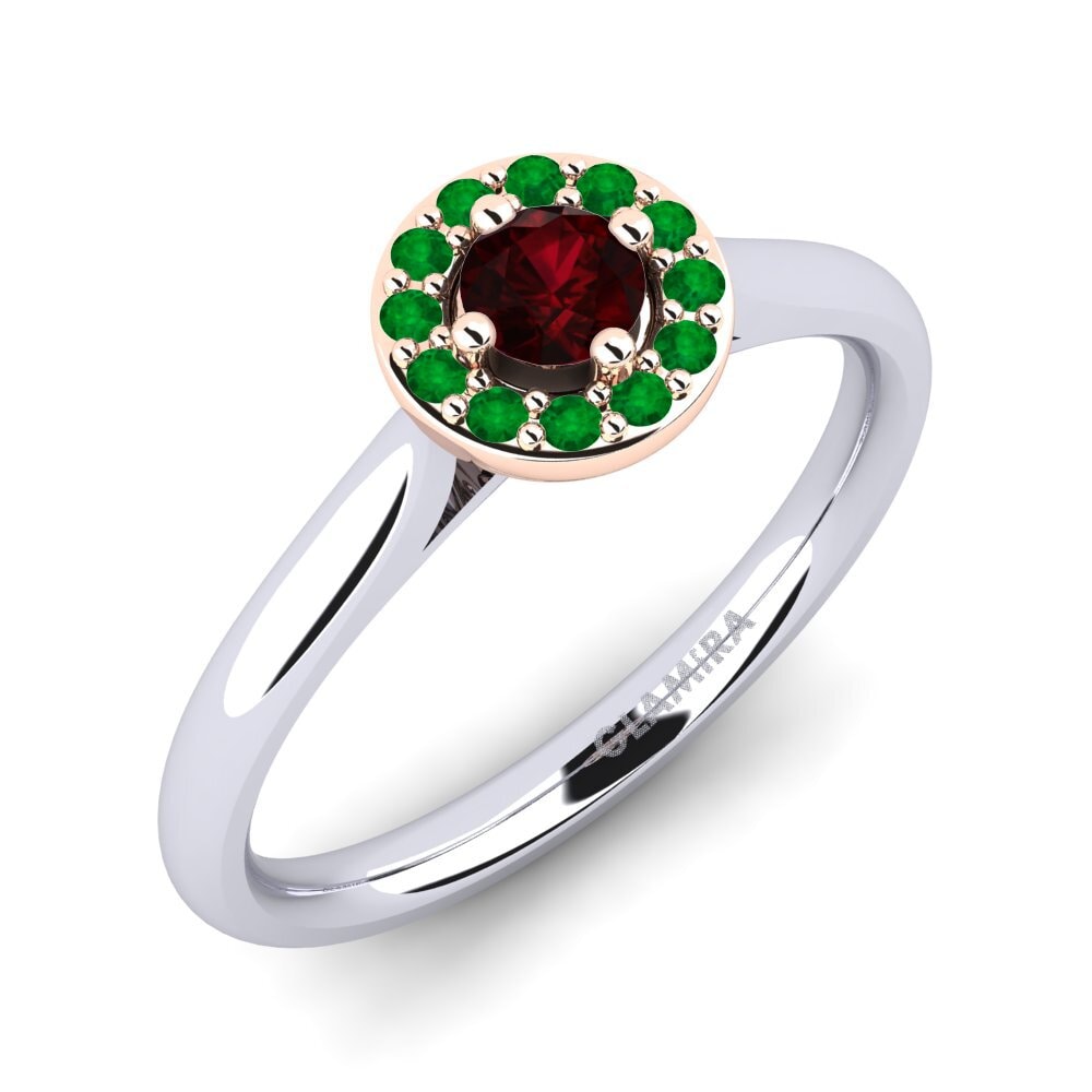 14K Wit & Rood Goud Granaat Verlovingsring Brianna