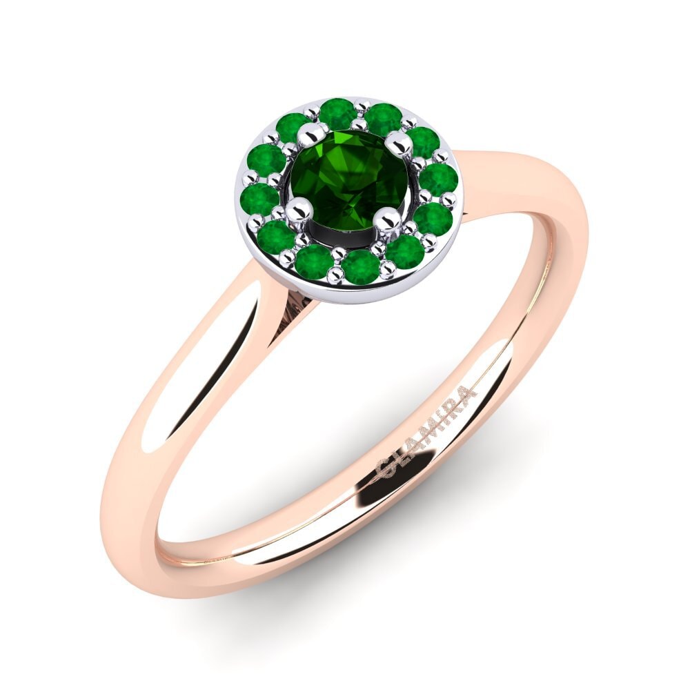 14K Rood & Wit Goud Groene Toermalijn Verlovingsring Brianna
