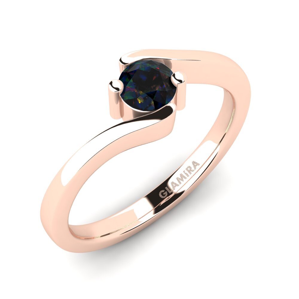 18k Oro Rosa Opalo Negro Anillo de compromiso Bridal Element