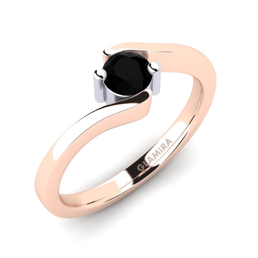 Or Rose & Blanc 585 Diamant Noir Bague de fiançailles Bridal Element