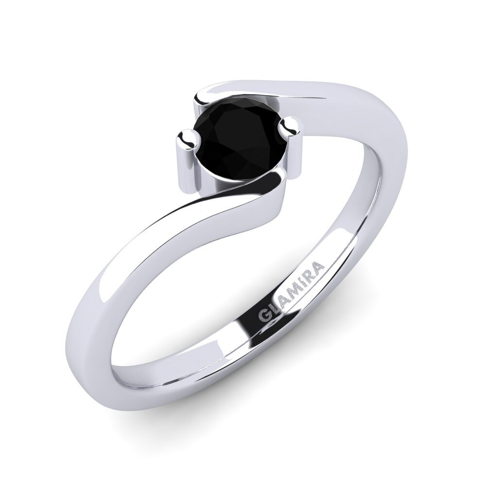 Paladio 950 Diamante Negro Anillo de compromiso Bridal Element