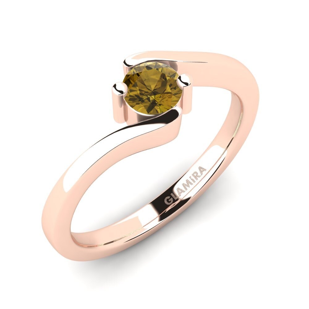 Vàng Hồng 9K Đá Zircon Nâu Nhẫn đính hôn Bridal Element