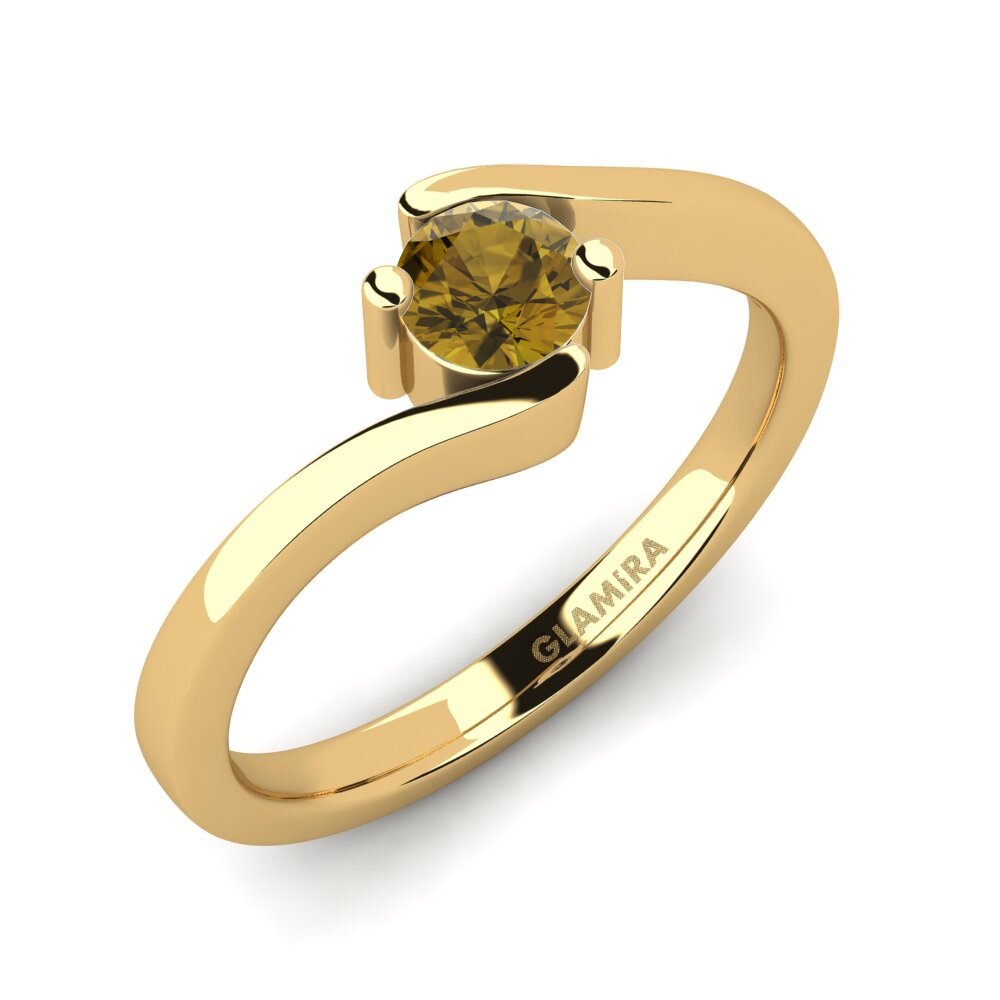 14K Yellow Gold Brown Zircon Engagement Ring Bridal Element