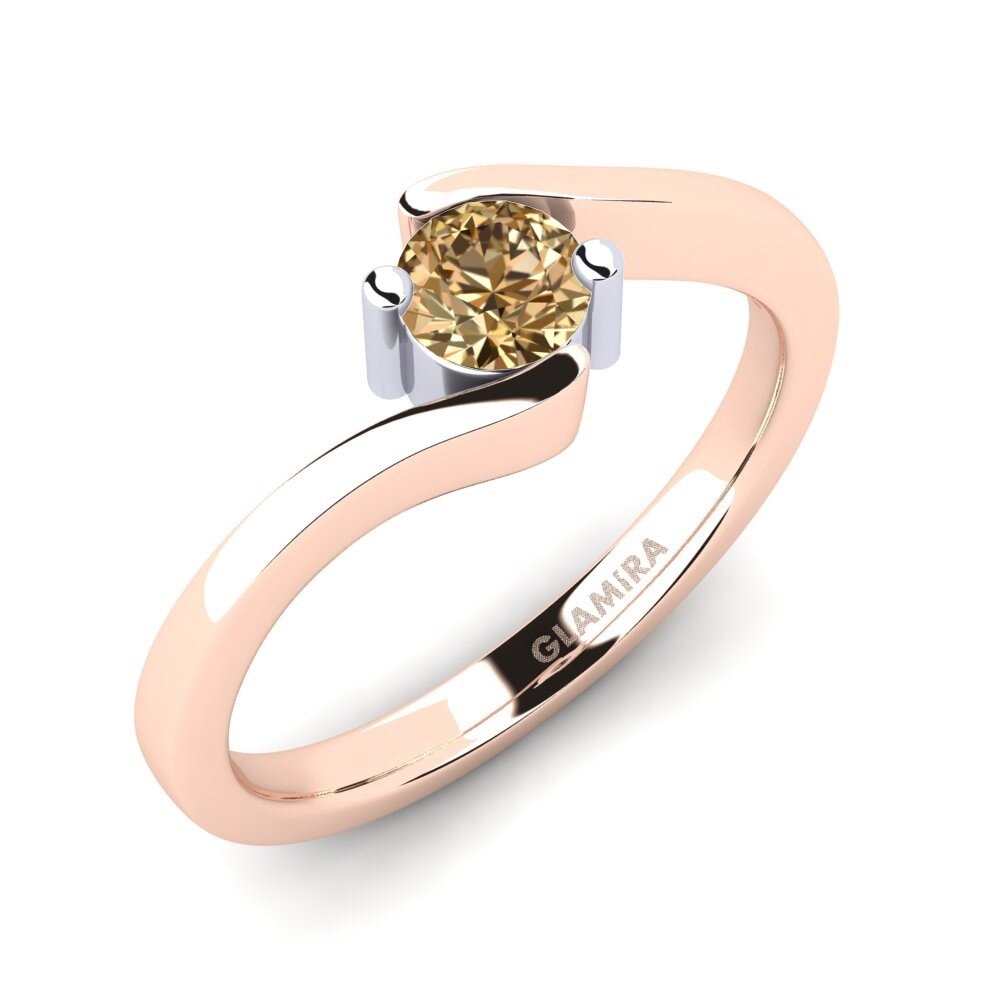 14ct Rose & White Gold Brown Diamond Engagement Ring Bridal Element