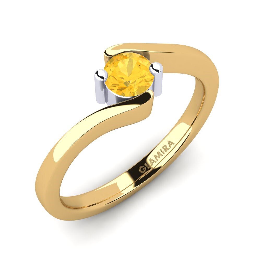 14k Oro Amarillo & Blanco Citrino Anillo de compromiso Bridal Element
