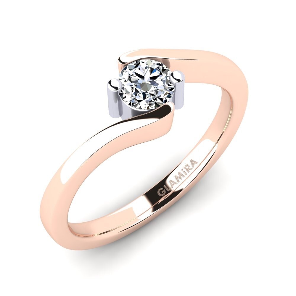 14k Oro Rosa & Blanco Circonita Anillo de compromiso Bridal Element