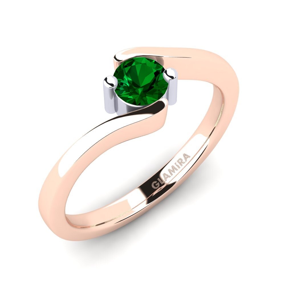 14ct Rose & White Gold Green Zirconia Engagement Ring Bridal Element