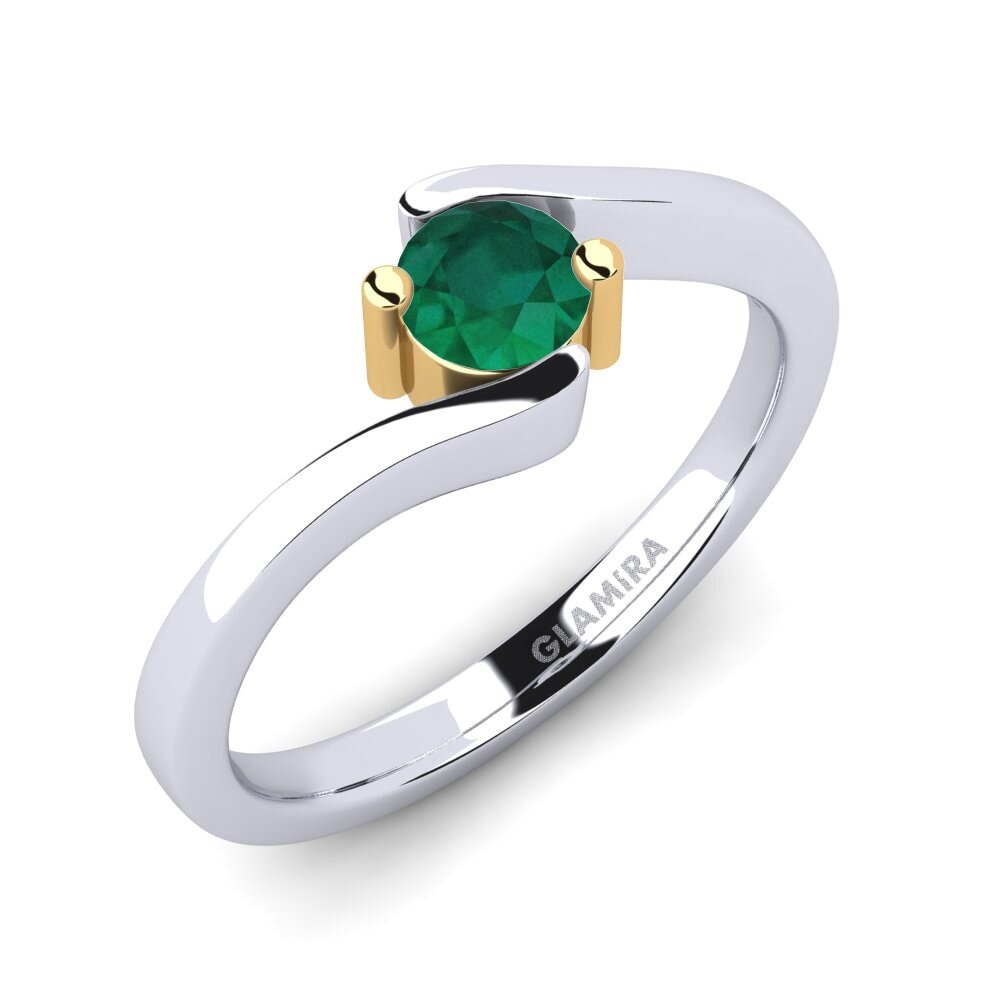 14ct White / Yellow Gold Emerald Engagement Ring Bridal Element